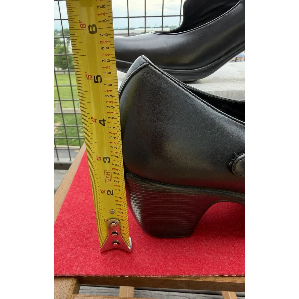 Dansko Womens Black Leather Mary Jane Shoes Heel 2